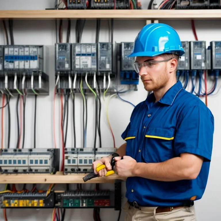 Técnico realizando instalación eléctrica con equipo de medición